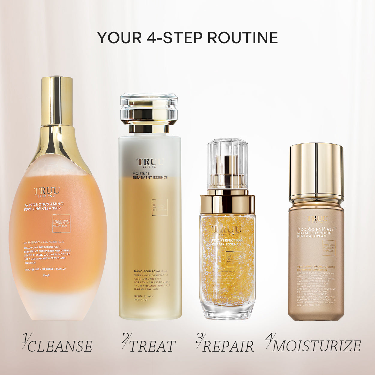 【TRUU Free Shipping & Buy 4 Get 3 Free】(76 Probiotics Amino Purifying Cleanser/76 Probiotic Salicylic Purifying Cleanser) Pick 2 + Perfection Repair Essence*2【Free】Lip Balm + Hand Cream + Cream-10ML