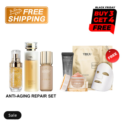 【TRUU Free Shipping & Buy 3 Get 4 Free】【Anti-Aging Repair Set】Royal Jelly Moisture Treatment Essence + Pro Perfection Repair Essence + ExoRegenPro+™ Royal Jelly Youth Renewal Cream【Free】Snow Gentian Cream-10g + PDRN Glow Mask-30G +Ampoule Mask*2