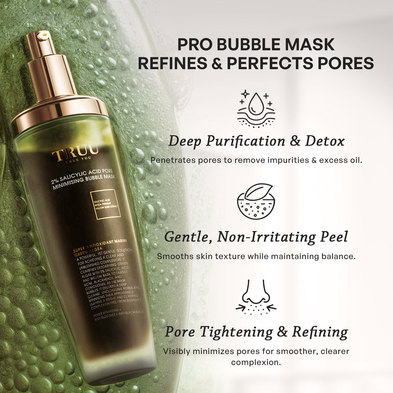 【TRUU】2% Salicylic Acid Pore Minimising Bubble Mask