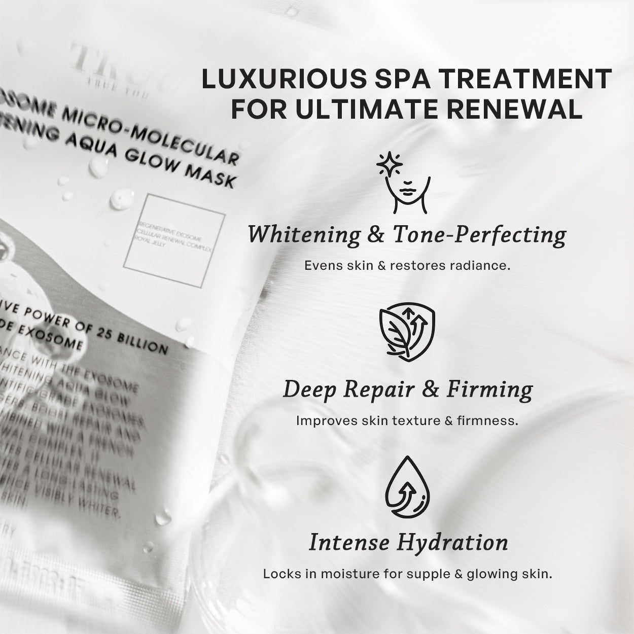 【TRUU】Exosome Micro-Molecular Whitening Aqua Glow Mask（Visibly Whitening | Radiant Hydration | Improved Firmness & Repair）