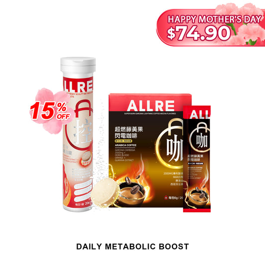【ALLRE 15% Off】MealTime Check-in Metabolism Effervescent Tablets + Garcinia Lightning Coffee-Mocha Flavored