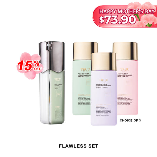 【TRUU 15% Off】99 Oil-Control Moisture Balancing Cream+Aqua Gel Color Correcting Sunscreen SPF50+★★★(3 colors pick 1)