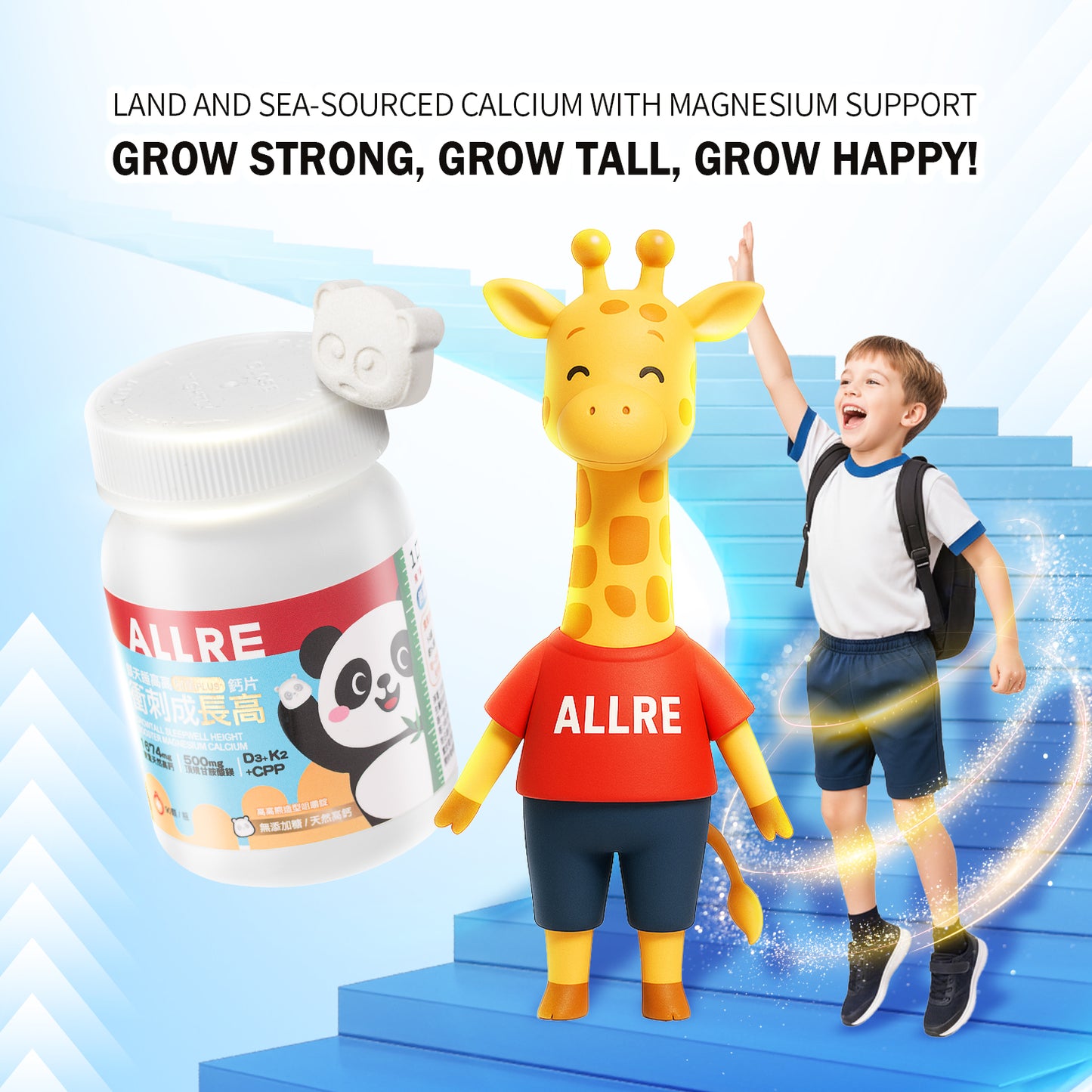 【ALLRE】GrowTall SleepWell Height Booster Magnesium Calcium（90 tablets/can）